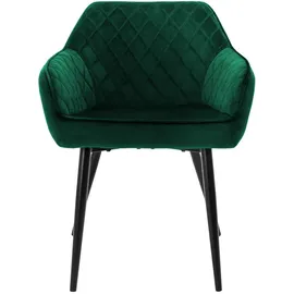 ML-Design 6er Set Esszimmerstühle mit Armlehne Rückenlehne, Dunkelgrün, Samtbezug,