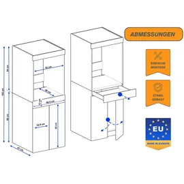 raumhirsch furniture Waschmaschinenschrank, Weiß, Holzwerkstoff, 63x162x67 cm, Waschküche, Waschmaschinenschrank