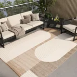 TAPISO Patio Teppich Outdoor Indoor Creme Beige Braun Modern Abstrakt Design Flachgewebe Wetterfest UV-Beständig Wohnzimmer Balkon ÖKO-TEX 300 x 400 cm