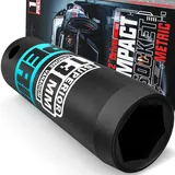 KIRXST Schlagschrauber Nüsse 1/2 Zoll, SW 13 mm Kraft-Steckschlüssel-Einsatz, CR-V Schlagschraubereinsatz Radschrauben Nuss, 78 mm Lang