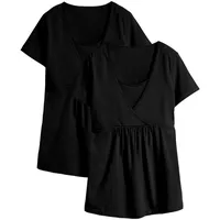 bonprix Stillshirt (Packung, 2-tlg) figurumspielende Passform, mit Wickelschnitt schwarz XL (48/50)