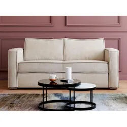 Schlafsofa mit Matratze 3-Sitzer - Cord - Beige - Liegefläche 140 cm -  Matratze 14 cm - LORETO