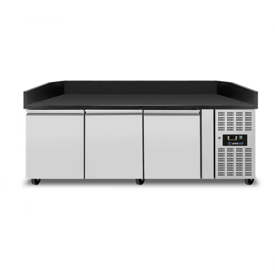 Pizza Theke 3 Türen Schwarz Granit 202x80x100cm 580L Umluft