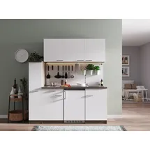 Respekta Küchenzeile Oliver E-Geräte 180 cm mit Glaskeramikkochfeld weiß/eiche york nachbildung