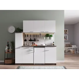 Respekta Küchenzeile Oliver E-Geräte 180 cm mit Glaskeramikkochfeld weiß/eiche york nachbildung
