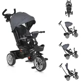 Byox Space 3 in 1 Dreirad Getränkehalter, Korb, Schiebegriff, EVA-Räder grau