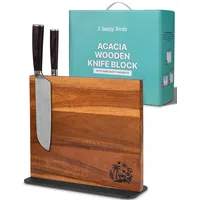 Magnetischer Messerblockhalter – Akazienholz Besteckaufbewahrung für 12 Messer doppelseitige Magnete & rutschfeste Unterseite – Messer nicht im Lieferumfang enthalten