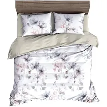 Traumschlaf Porto Floral Weiß/Grau 200 x 220 cm + 2 x 80 x 80 cm