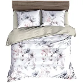 Traumschlaf Porto Floral Weiß/Grau 200 x 220 cm + 2 x 80 x 80 cm
