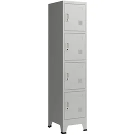 [en.casa] Schließfachschrank Stahl 180x38x45 cm Grau abschließbar