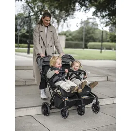 BabyGO Zwillingsbuggy "Zwillingskinderwagen GOTwice", Kinder, grün (grün melange), Kinderwagen, mit drei schwenkbaren Vorderrädern