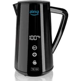 Swan Alexa Wasserkocher WIFI Smart Kettle 1,5L, mit Temperatureinstellung, Schwarz, Kabellos, LED-Touchscreen, Warmhaltefunktion, Cool Touch, Isolierte Edelstahlwand, 1800W, SK14650BLKNEU