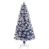 vidaXL Künstlicher Weihnachtsbaum mit LED Weiß & Blau 120 cm Glasfaser