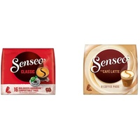 Senseo Pads Classic, 160 Kaffeepads UTZ-zertifiziert, 10er Pack, 10 x 16 Getränke & Pads Café Latte, 80 Kaffeepads, 10er Pack, 10 x 8 Getränke