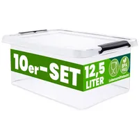 DEUBA Deuba® 10x Aufbewahrungsbox mit Deckel 12,5L Box Kunststoff