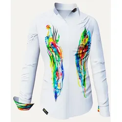 CINGA - Weiße Bluse mit farbiger Zeichnung - GERMENS