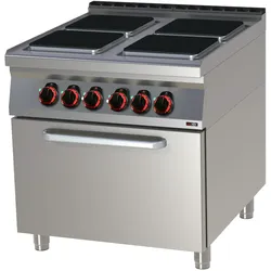 A&S polarny Elektroherd mit Backofen Standgerät Edelstahl 4 Herdplatten 20,3 kW 800x900x900mm 50-300°C