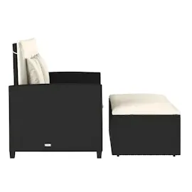 vidaXL Gartensofa mit Kissen 2-Sitzer Schwarz Poly Rattan