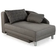 luma-home schönes für dein zuhause Stilvolle Recamiere mit Schlaffunktion und Bettkasten, B149/T90/H80 cm, Federkernpolsterung, ausziehbar zur Liegefläche von 200 x 84 cm, Stoff Flachgewebe in Grau / 15123