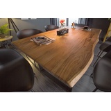 Riess Ambiente Massivholz Esstisch MAMMUT 160cm Wild-Akazie Industrial Design 2,6cm Tischplatte Baumkante Baumtisch
