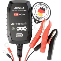 Absina Ladegerät für Motorradbatterie - Erhaltungsladegerät vollautomatisch für 6V & 12V Blei Batterie bis 26Ah / 12,8V Lithium