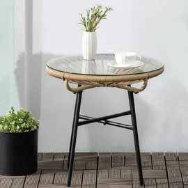 Outsunny Beistelltisch Ø 50 x 52 cm Beige