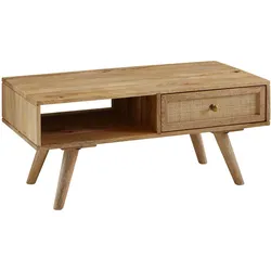 Kadima Design Massiver Mango-Holz Couchtisch mit Ablagefläche, Zeitlos, geräumig & stabil. 90x45x40 cm