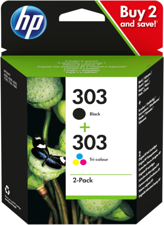 HP Druckerpatrone 303 Combo-Pack (2) BLK+COL – Originale Tintenpatronen für hochwertige Ausdrucke