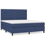 vidaXL Boxspringbett mit Matratze Blau 180x200 cm Stoff
