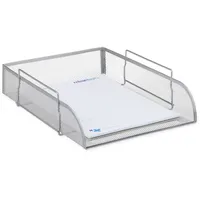 Relaxdays stapelbare Dokumentenablage, Büro Briefablage aus Metall für DIN A4, Schreibtischablage BxT 26x33,5 cm, silber, 1 Stück