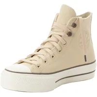Converse Sneaker CONVERSE "CHUCK TAYOR ALL STAR LIFT PLATFORM WEATHERIZED LEATHER", Gr. 37, beige (miso glaze, truffle, egret), Leder, sportlich, Schuhe