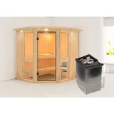 Karibu Amelia 1 inkl. 9 kW Ofen + integrierte Steuerung + Dachkranz