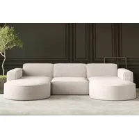 kaiser möbel Ecksofa Designer MODENA U STUDIO stoff Dicker cord Poso Beige - Beige