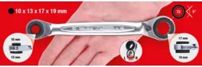 KS Tools 4 in 1 GEARplus umschaltbar Doppel-Ratschenringschlüssel, 10x13x17x19 mm