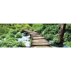 EUROART Glasbild 98 x 33 cm Wooden Bridge IV Glas Grün