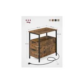 Möbel Kraft Beistelltisch Braun lackiert 35 x 61 x 35 cm