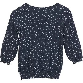 KangaROOS Langarmshirt "Viskoseshirt mit 3/4 Arm", Mädchen, Gr. 164/170, blau (marine), Jersey, Obermaterial: 95% Viskose, 5% Elasthan, gepunktet, weit hüftlang, Rundhals, mit Gummizug, Shirts Langarmshirt, weite Passform, gepunktetes Design, Rundhalsausschnitt