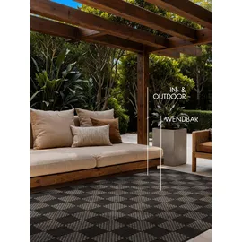 Ted Baker Dorothy Wendeteppich", grau Schwarz weiß), B:200cm H:8mm L:300cm, Polypropylen, Teppiche, Teppich, Designteppich, Wetterfest, Pflegeleicht, Modern, Wohnzimmer, Terrasse