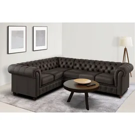 Home Affaire Chesterfield-Sofa Chesterfield Ecksofa, auch in Leder L-Form, hochwertige Knopfheftung, langer Schenkel links oder rechts wählbar braun