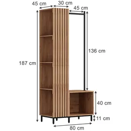 Vicco Garderobenschrank Zinto 80 x 187 cm Eiche