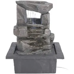 WellHome - Wasserbrunnen mit 2 Steinen Design und LED-Beleuchtung 22x19x28cm