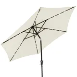 Kingsleeve Sonnenschirm Florida Creme Ø300cm UV-Schutz 80+ Schutzhülle Groß Rund Solar Knickbar Marktschirm