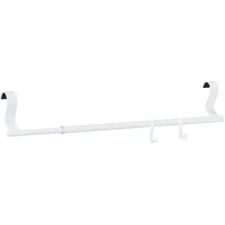 Wenko Handtuchstange Mod. Moira Handtuchhalter für Heizkörper ausziehbar ohne Bohren Edelstahl glänzend für Bad Küche Handtuchtrockner geeignet auch für Flachheizkörper Maße 40-65 x 8,5 x 9 cm weiß