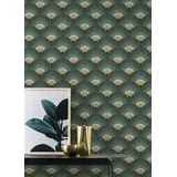 Rasch Textil Vliestapete Art-Deco 10 m x 0,53 m 0 g Grün/Gold 637618