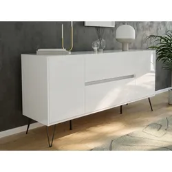 Raumwunder Sideboard Kommode Taran 155cm 2 SoftClose 2 Türen Weiß hochglanz