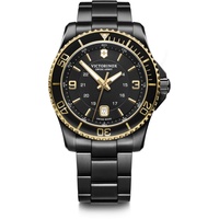 Victorinox Herren-Uhr Maverick Large, Herren-Armbanduhr, analog, Quarz, Gehäuse-Ø 43 mm, Armband 22 mm, 164 g, Schwarz/Gold