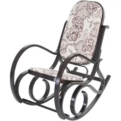Schaukelstuhl Gallarate, Schwingsessel Fernsehsessel, Massiv-Holz ~ Walnuss-Optik, Stoff/Textil Jacquard braun