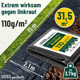 Voss.garden Bodengewebe 31,5m2 - 110g/m2, Bändchengewebe 15x2,1m, gegen Unkraut