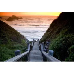 Fototapete PAPERMOON "Strandtreppe", bunt, B:3,5m L:2,6m, Vlies, Tapeten