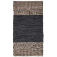 Homescapes Lederteppich 90x150 cm, – schwarz gemustert, aus Recycling-Leder